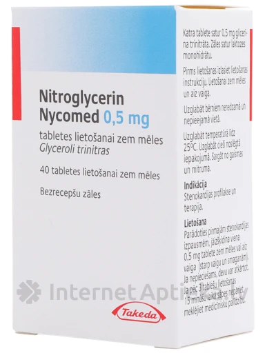 Nitroglicerīns Nycomed, 40 tabletes lietošanai zem mēles | internetaptieka.lv