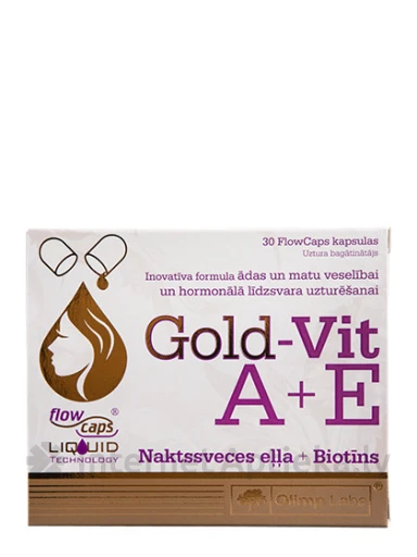 Olimp Labs Gold-Vit A + E, Õhtune priimula õli + Biotiin, 30 kapslit | internetaptieka.lv