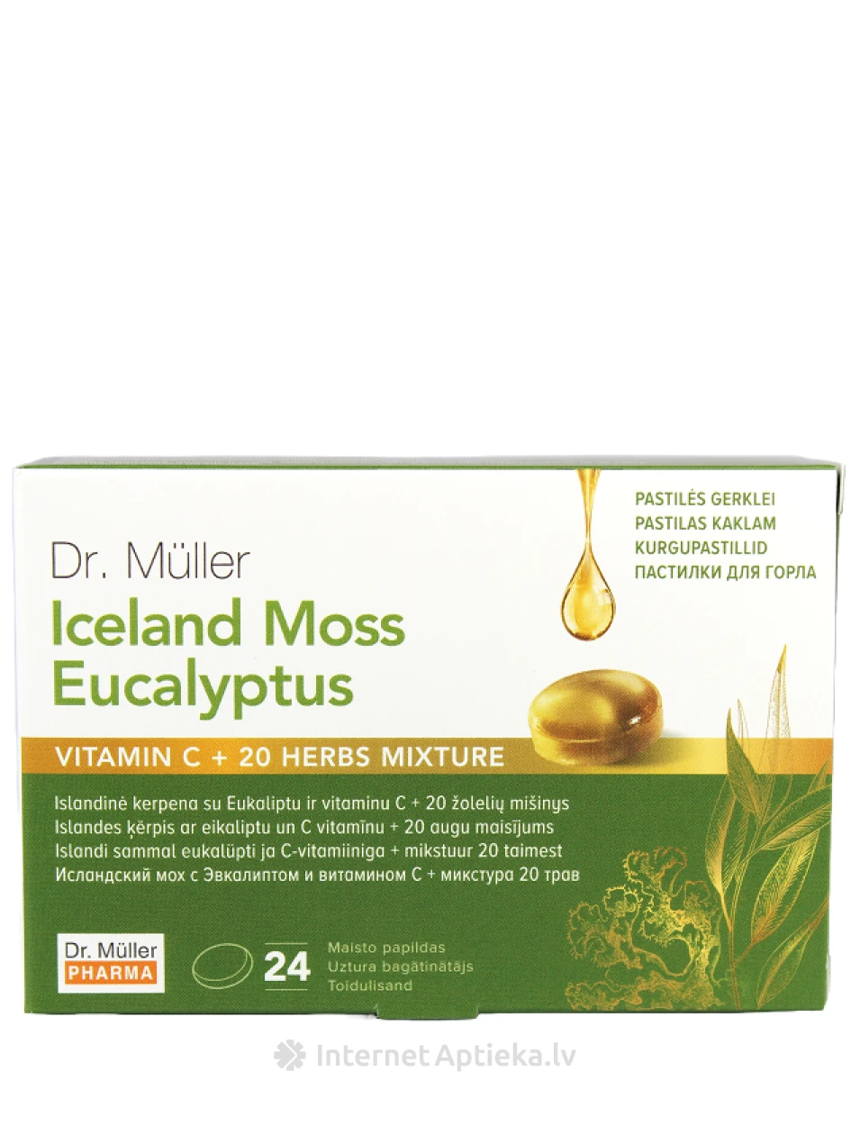 Dr. Muller Iceland Moss, eiklüpti pastillid, 24 tk. | internetaptieka.lv