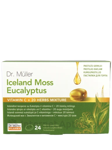 Dr.Muller Iceland Moss,eiclyptus sūkajamas pastilas, 24 gb. | internetaptieka.lv