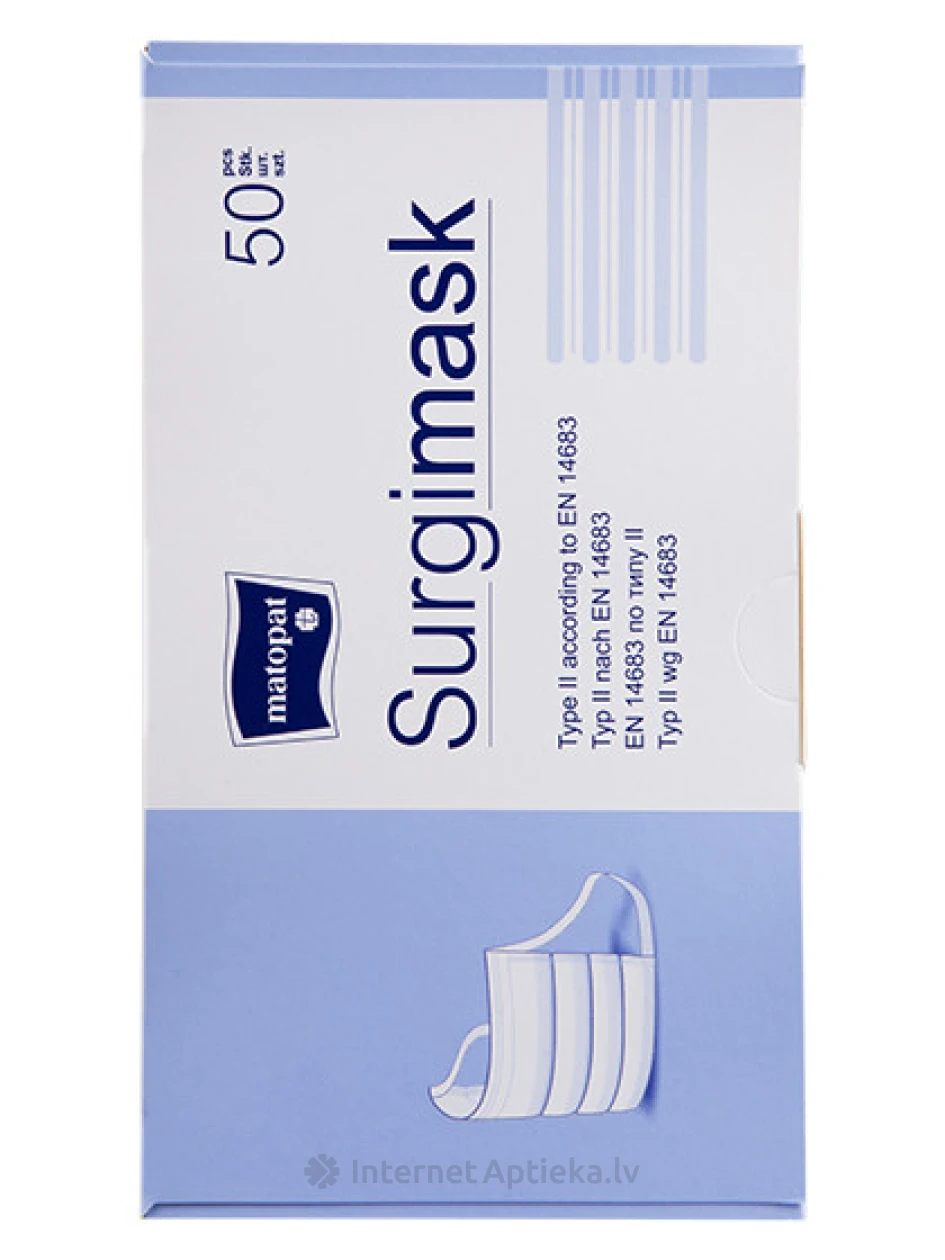 Surgimask neausta materiāla medicīniskās maskas sejai, 50 gb. | internetaptieka.lv