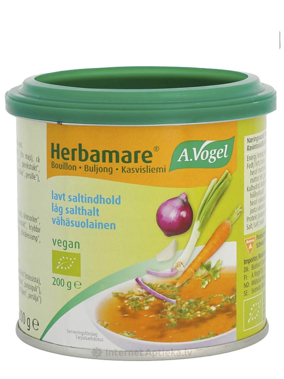 A.Vogel Herbamare® EKO bioloģiskais garšaugu buljona koncentrāts ar zemu sāls saturu, 200 g | internetaptieka.lv