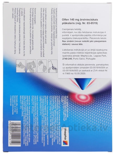 Olfen Patch ārstnieciskais plāksteris 140mg, 5 gab. | internetaptieka.lv