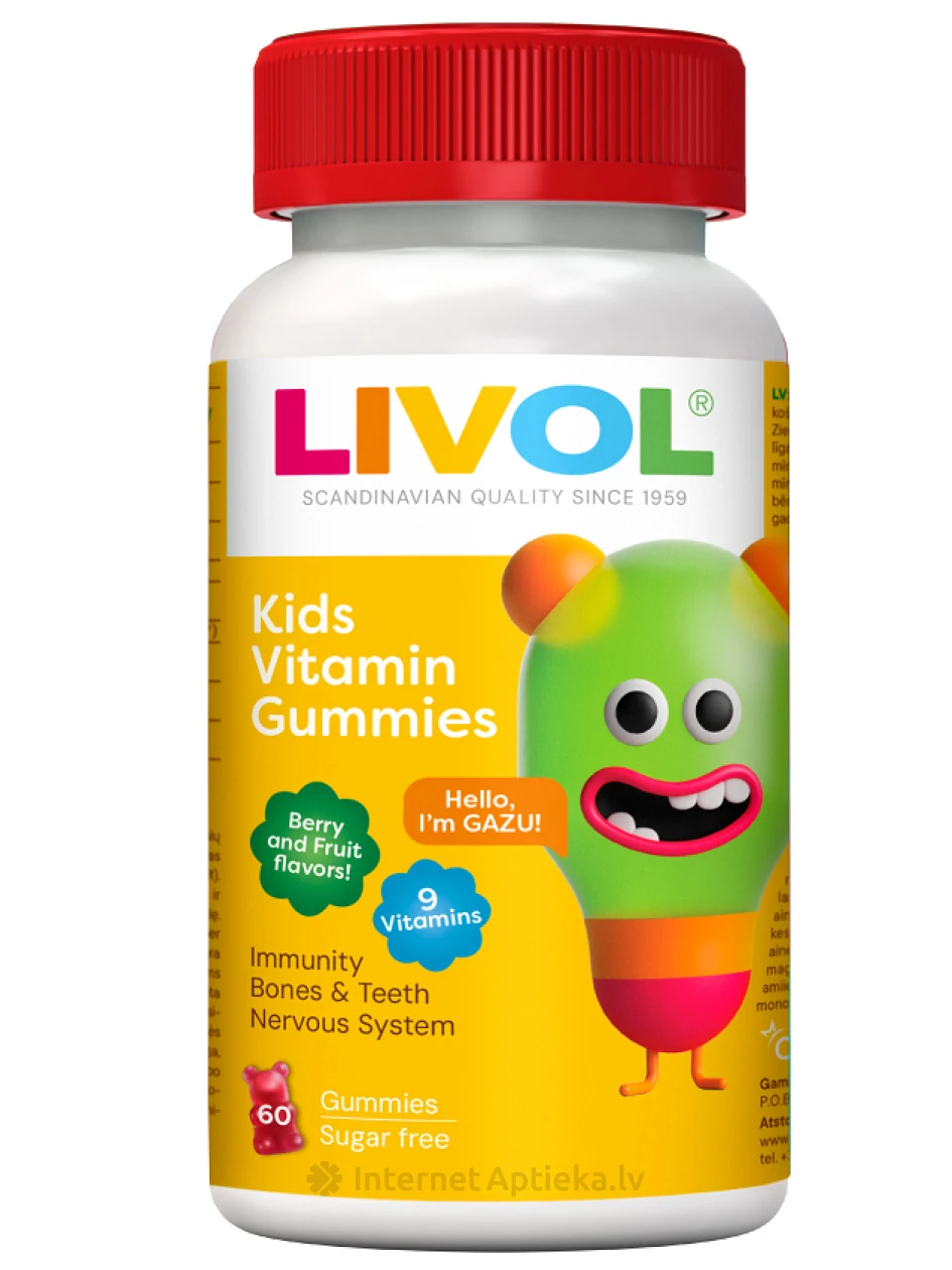 LIVOL® Kids vitamīnu košļājamās pastilas, 60 gb. | internetaptieka.lv