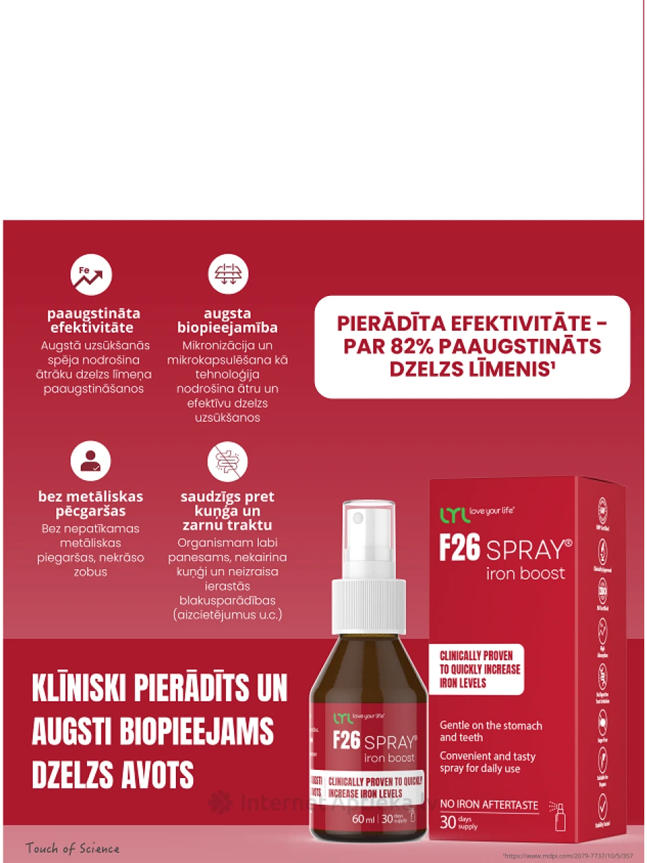 LYL F26 SPRAY® iron boost sprej, 60 ml | internetaptieka.lv
