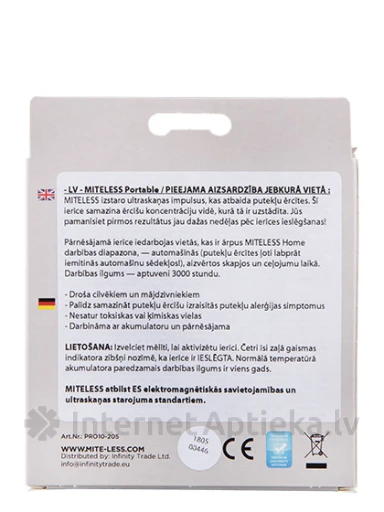 MITELESS GO PORTABLE ultraskaņas ierīce pret putekļu ērcītēm, 1 gb. | internetaptieka.lv