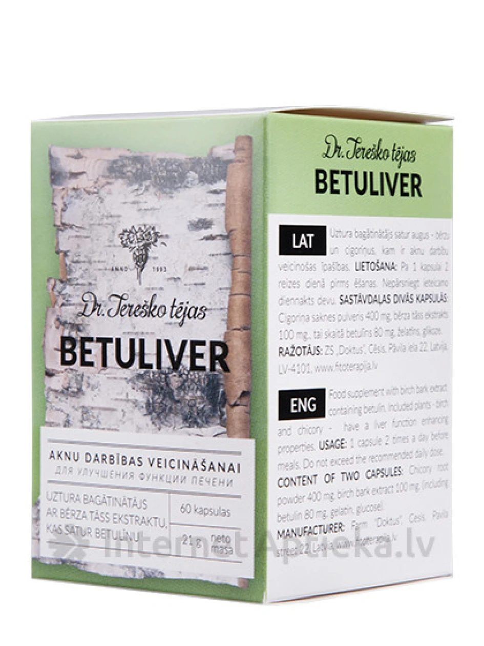 Dr. Tereško tee Betuliver maksafunktsiooni soodustamiseks, 60 kapslit | internetaptieka.lv