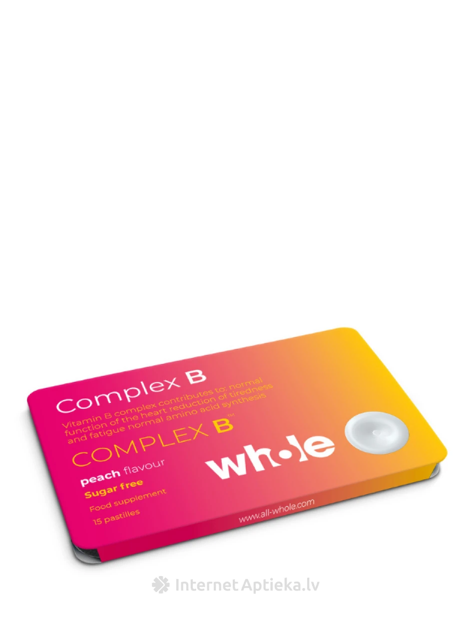 WHOLE vitamiini pastillid - B kompleksi vitamiinid, 15 tk. | internetaptieka.lv