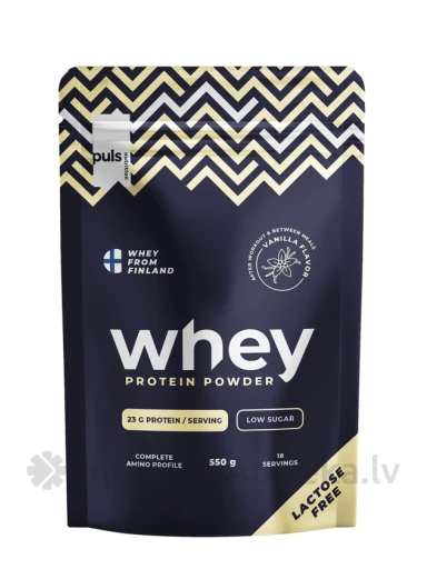 Puls Whey Vaniļas proteīna pulveris bez laktozes, 550 g | internetaptieka.lv