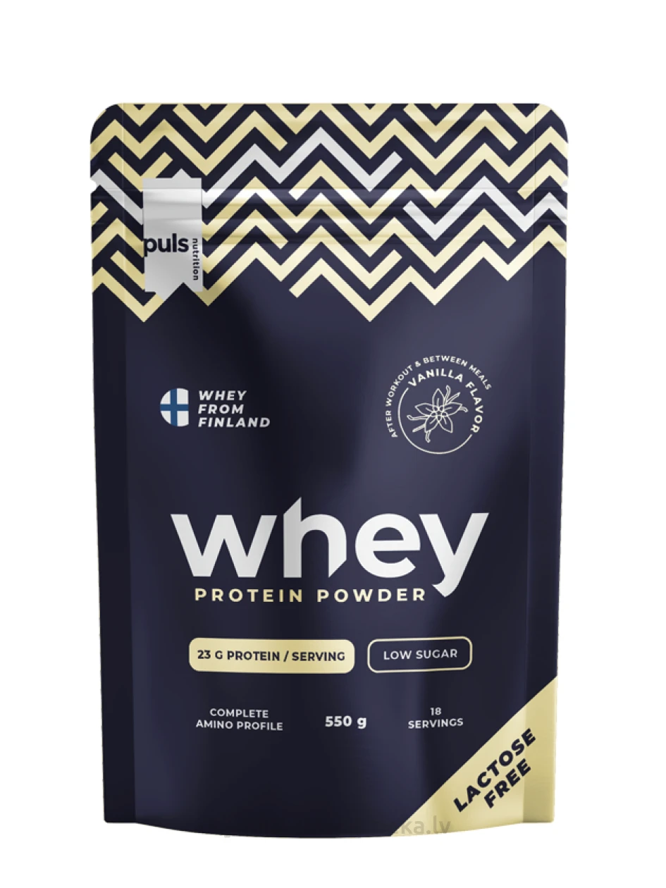 Puls Whey Vaniļas proteīna pulveris bez laktozes, 550 g | internetaptieka.lv