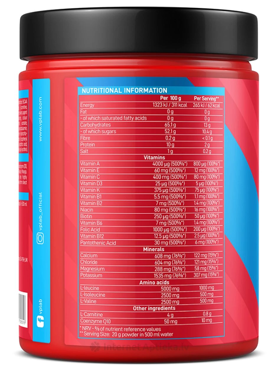 Vplab FitActive Blue Raspberry Pulveris, 500 g | internetaptieka.lv