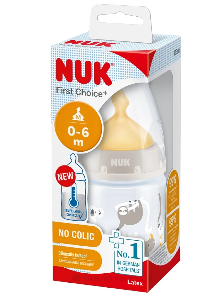 Nuk kontrollitud temperatuuriga pudel lateksist lutiga 0-6 kuud, 150 ml | internetaptieka.lv