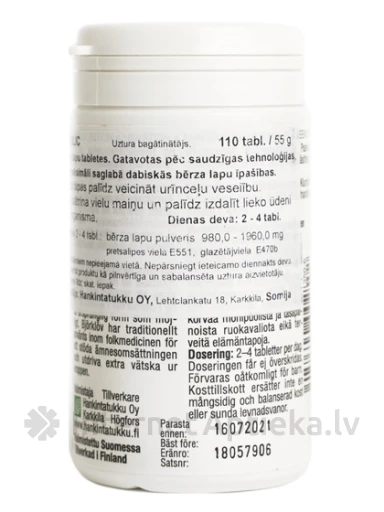 Betulic kaselehe ekstrakti tabletid, 100 tabletti | internetaptieka.lv