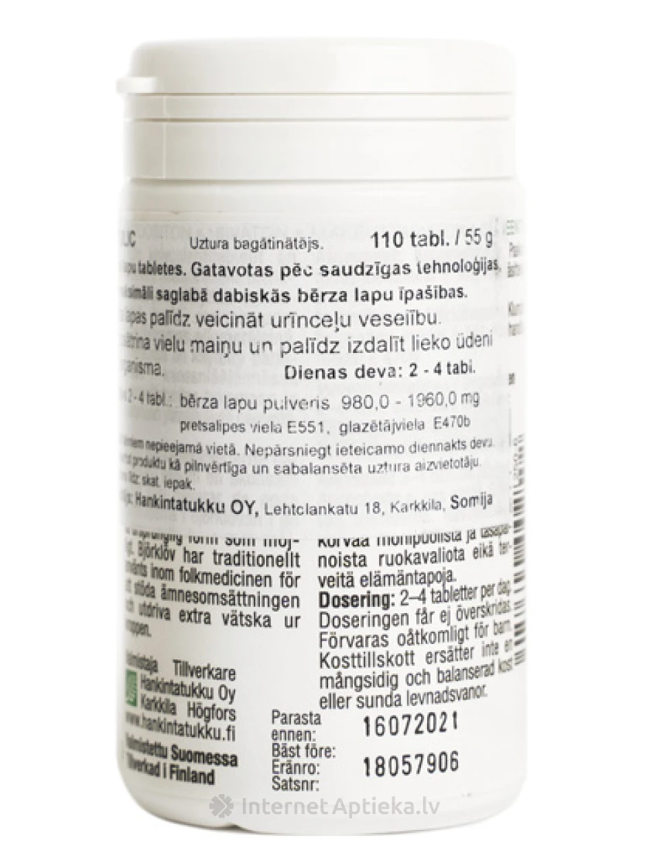 Betulic kaselehe ekstrakti tabletid, 100 tabletti | internetaptieka.lv