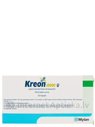 Kreon 10000 V, 20 капсул | internetaptieka.lv