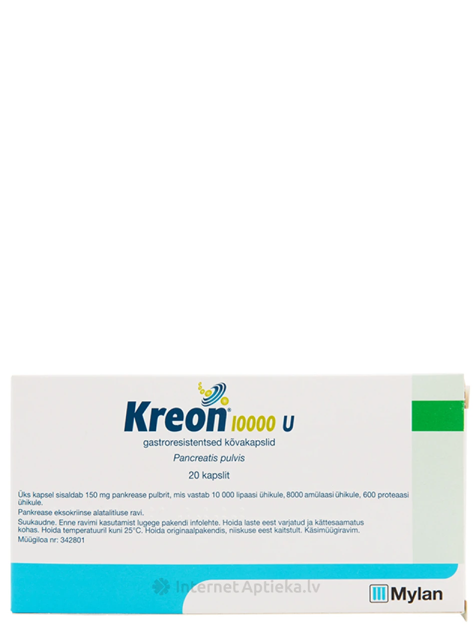 Kreon 10000 V, 20 капсул - InternetAptieka.lv