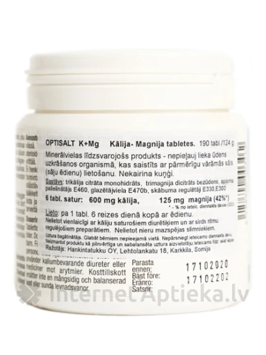 Optisalt K + Mg, 190 kapsulas | internetaptieka.lv