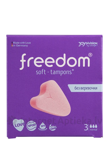 FREEDOM тампоны женские гигиенические без веревочки, нормал, 3 шт | internetaptieka.lv
