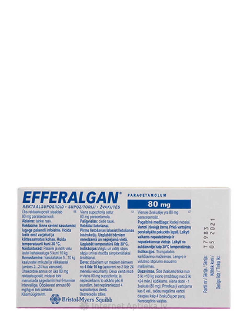 Efferalgan 80 мг, 10 суппозиториев | internetaptieka.lv