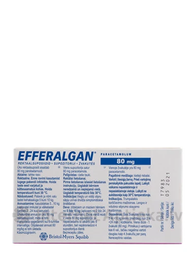 Efferalgan 80mg, 10 supozitoriji | internetaptieka.lv