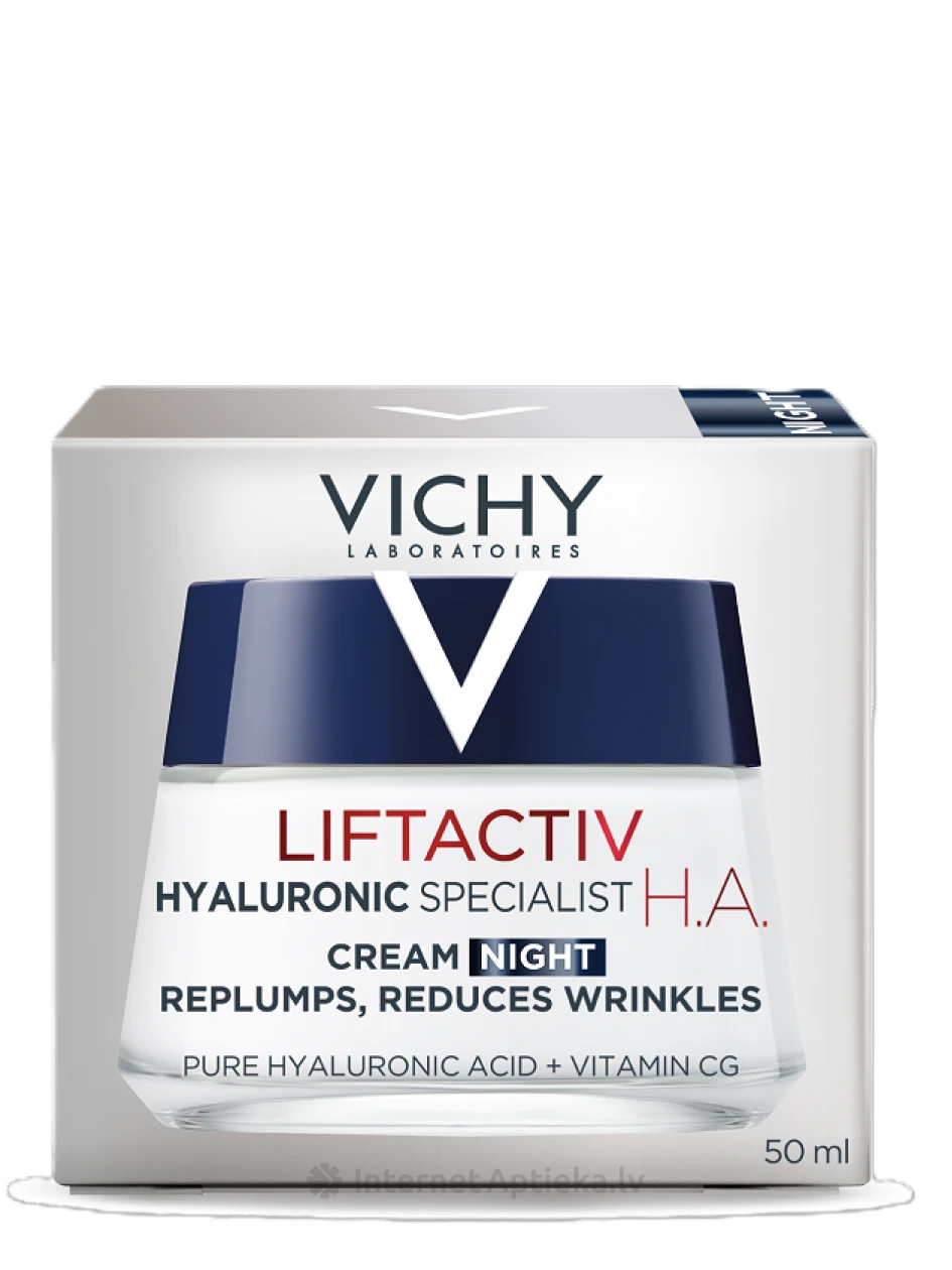 VICHY LIFTACTIV HYALURONIC SPECIALIST H.A. sejas ādu nostiprinošs krēms nakts, 50 ml | internetaptieka.lv