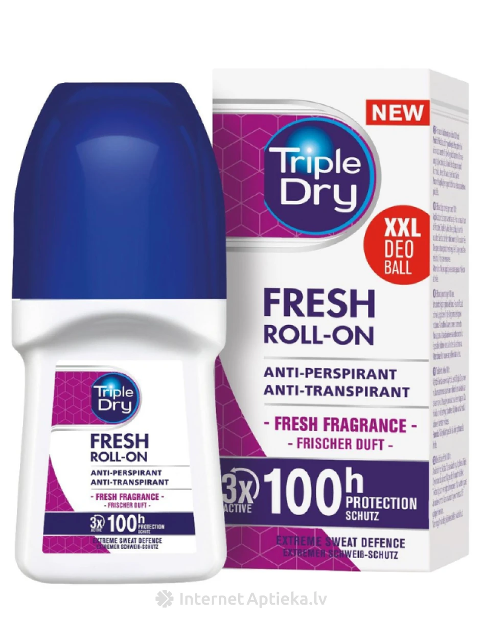 TRIPLE DRY FRESH rullik antiperspirant 100 h, 50 ml | internetaptieka.lv