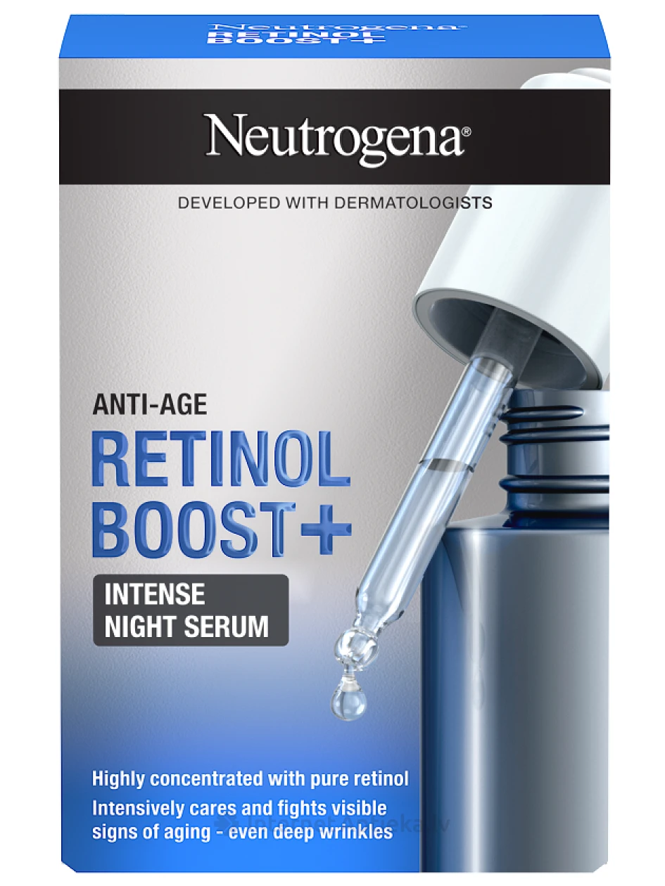 NEUTROGENA Anti-Age Retinol Boost+ интенсивная ночная сыворотка для лица, 30 мл | internetaptieka.lv