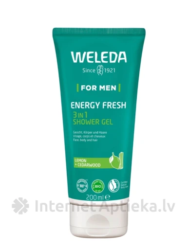 Weleda For Men Energy Fresh 3in1 гель для душа, 200 мл | internetaptieka.lv