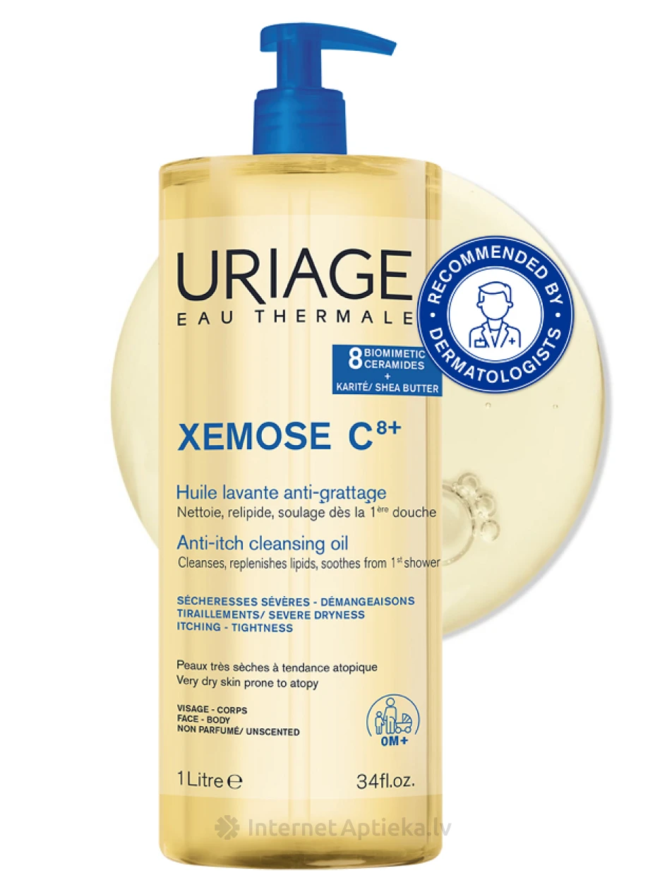 URIAGE Xemose C8+ успокаивающее масло для стирки, 1 л | internetaptieka.lv