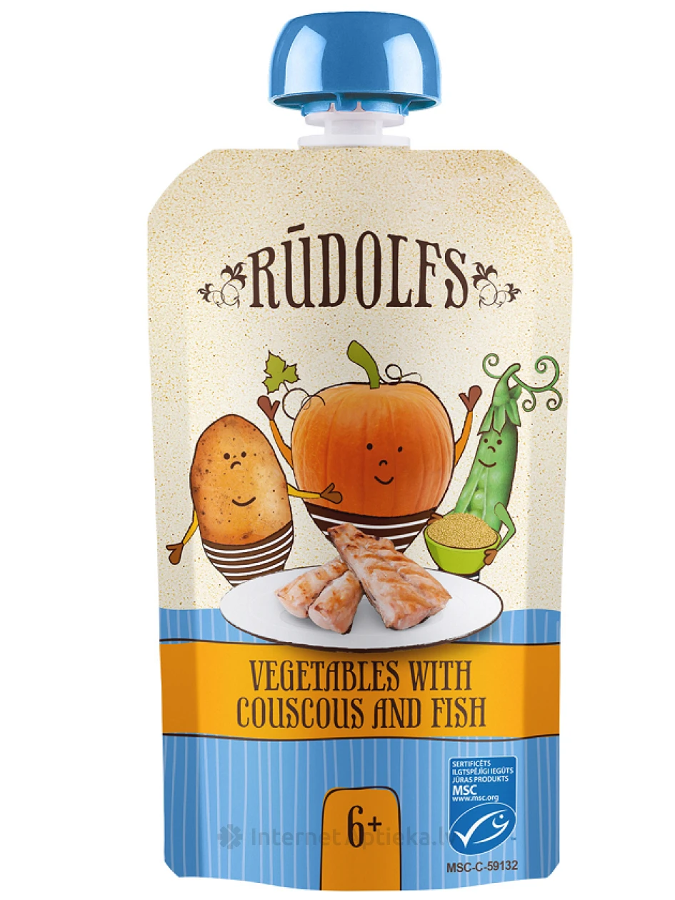 Rūdolfs Dārzeņi ar kuskusu un zivi biezenis DP, 110 g | internetaptieka.lv