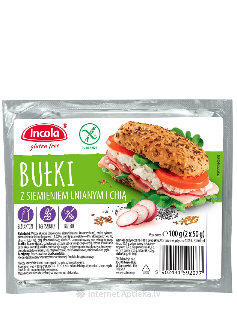 Incola gluteenivabad kuklid linaseemnete ja chiaga, 2x50 g | internetaptieka.lv
