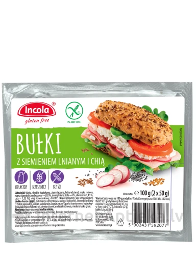 Incola bezglutēna maizītes ar linsēklām un čia, 2x50 g | internetaptieka.lv
