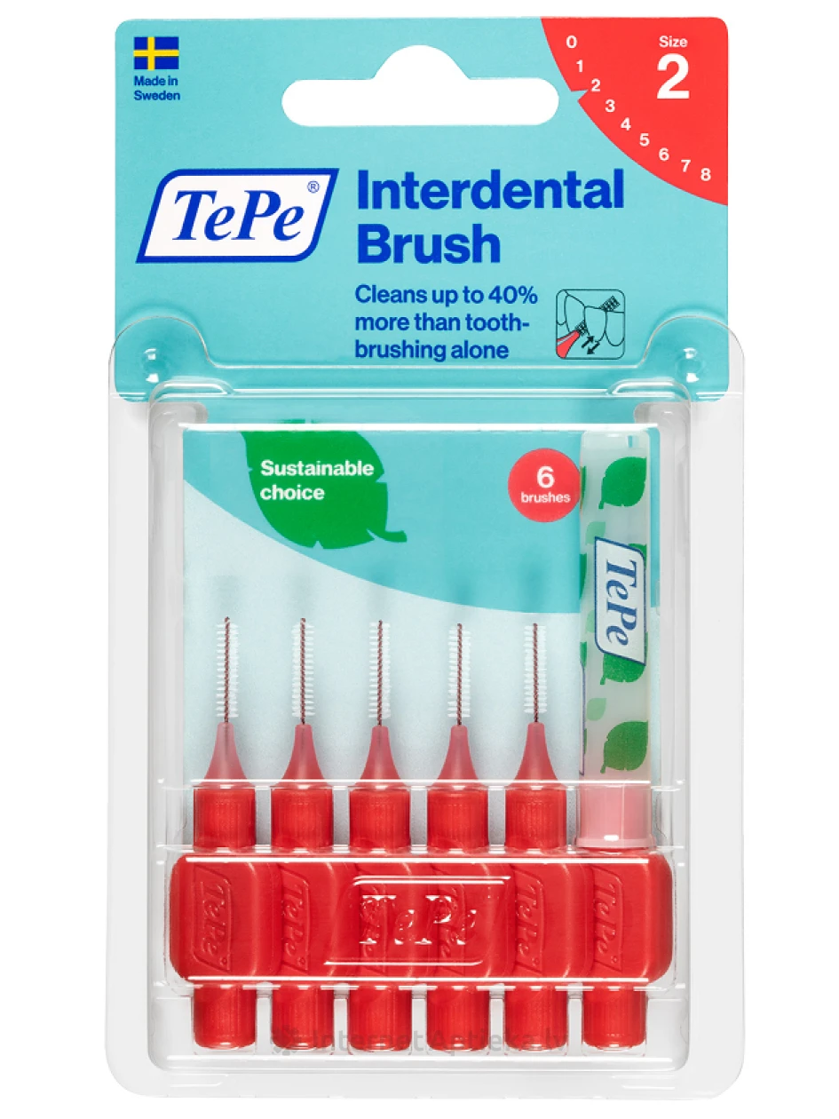 TEPE Interdental Brush межзубные щетки 0,5 мм, красная, 6 шт. | internetaptieka.lv