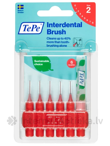 TEPE Interdental Brush межзубные щетки 0,5 мм, красная, 6 шт. | internetaptieka.lv
