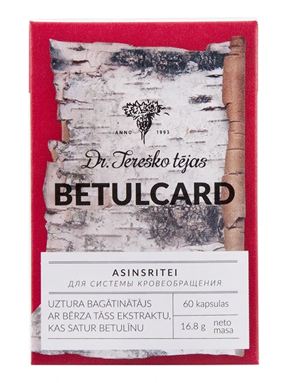 Dr.Tereško Betulcard asinsritei, 60 kapsulas