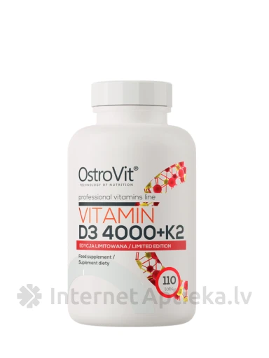 OstroVit Vitamīns D3 4000 + K2, 110 tabletes | internetaptieka.lv