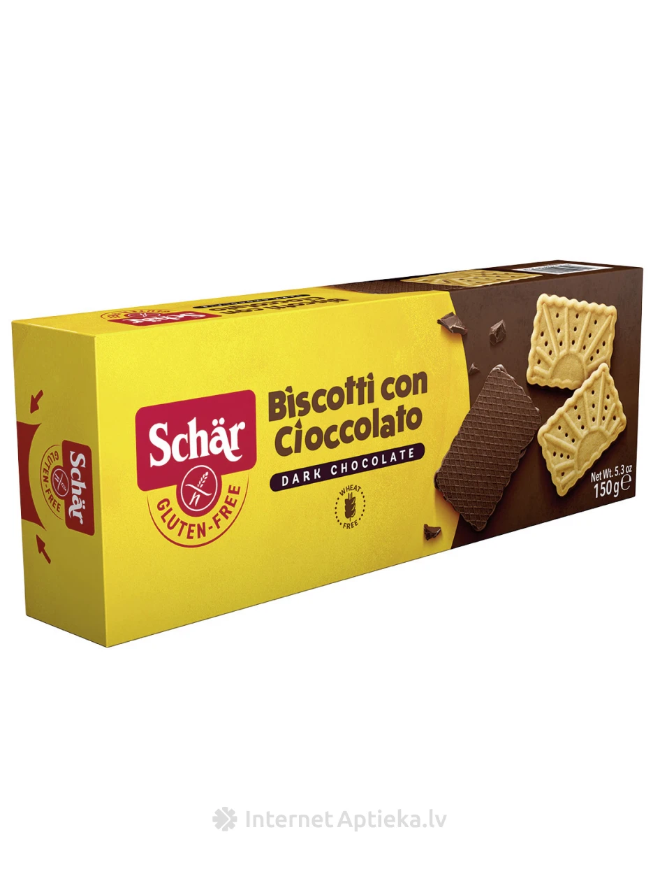 Schär Biscotti безглютеновое бисквитное печенье с шоколадом, 150 г | internetaptieka.lv