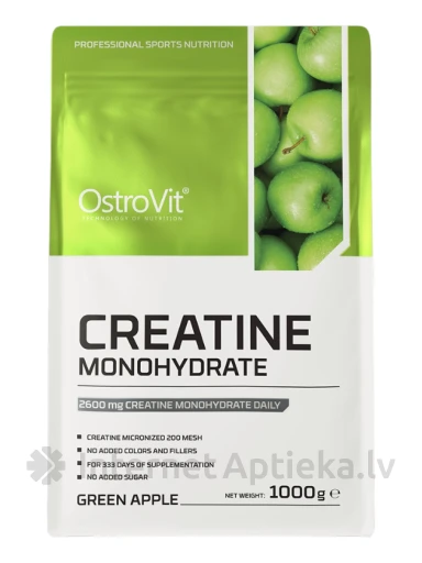 OstroVit 100% creatine monohydrate (green apple) pulveris, 1000 g | internetaptieka.lv