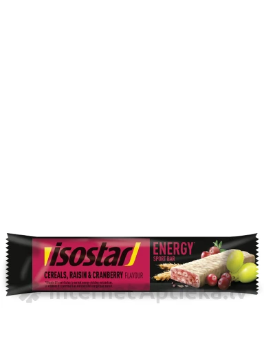 Isostar Batoniņš Energy Cereals, Raisin & Cranberry, 40 g | internetaptieka.lv
