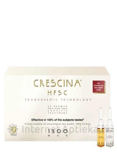 CRESCINA ampulu komplekss pret matu izkrišanu vīriešiem Intensitāte 1300, 20+20 gb. | internetaptieka.lv