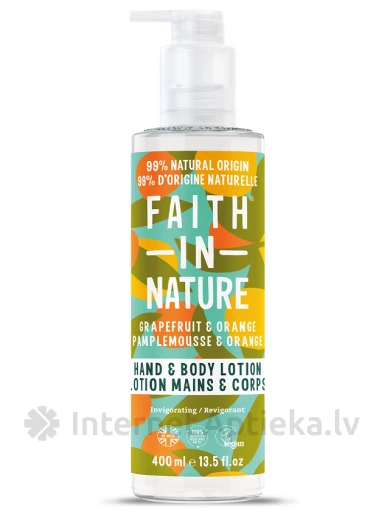 FAITH IN NATURE Лосьон для рук и тела Грейпфрут и апельсин, 400 мл | internetaptieka.lv