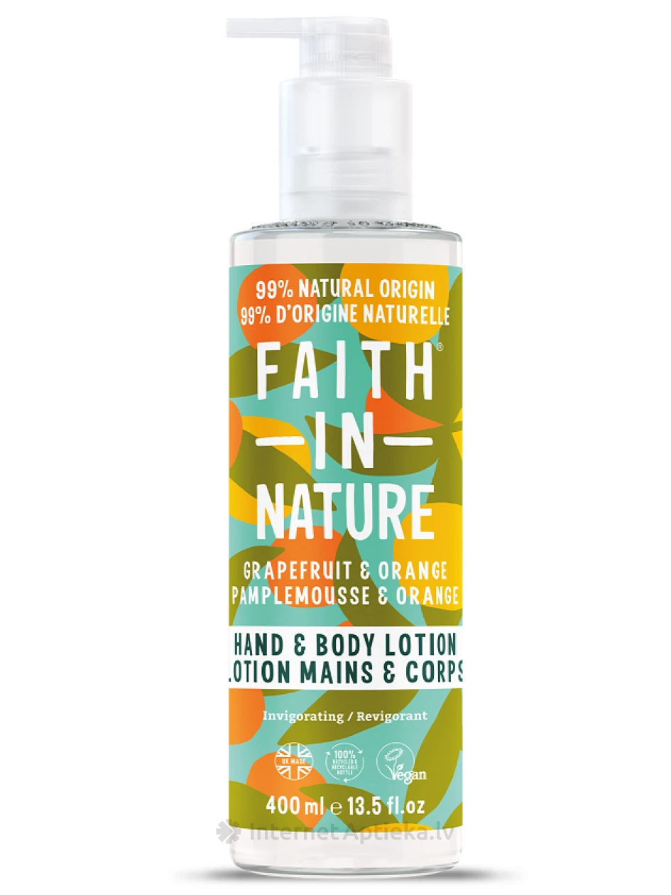 FAITH IN NATURE Greipfrūtu-apelsīnu roku un ķermeņa losjons, 400 ml | internetaptieka.lv