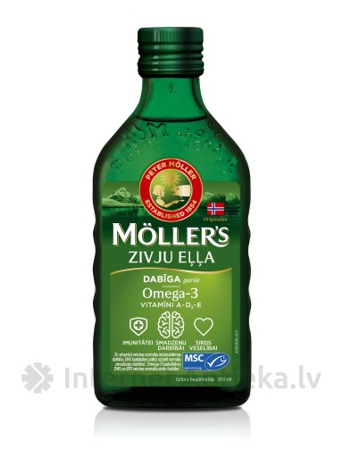 Möller′s Omega-3 Рыбий жир с натуральным вкусом, 250 мл