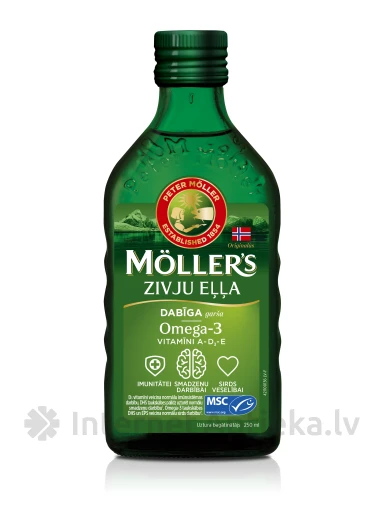 Möller′s Omega-3 Рыбий жир с натуральным вкусом, 250 мл