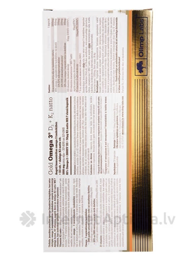 Olimp Labs Gold Omega 3 D3+K2, 30 kapslit | internetaptieka.lv