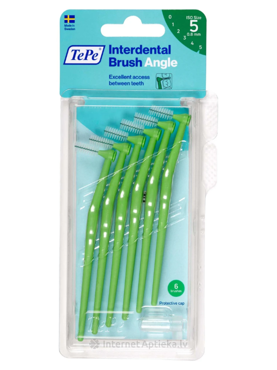 TePe Interdental Brush Angle hambavaheharja 0,8 mm, roheline, 6 tk | internetaptieka.lv