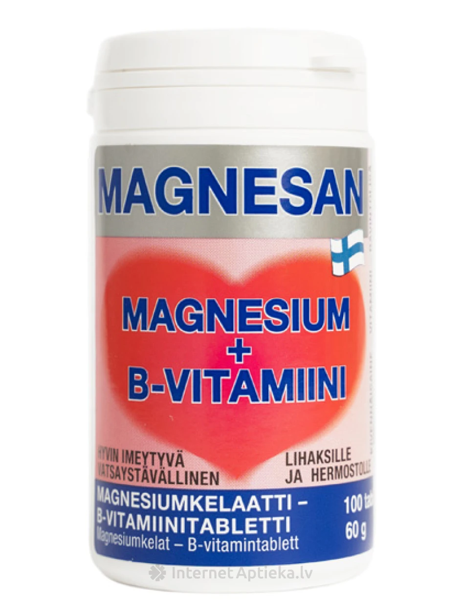 Magnesan Magnijs + B grupas vitamīni, 100 tabletes | internetaptieka.lv