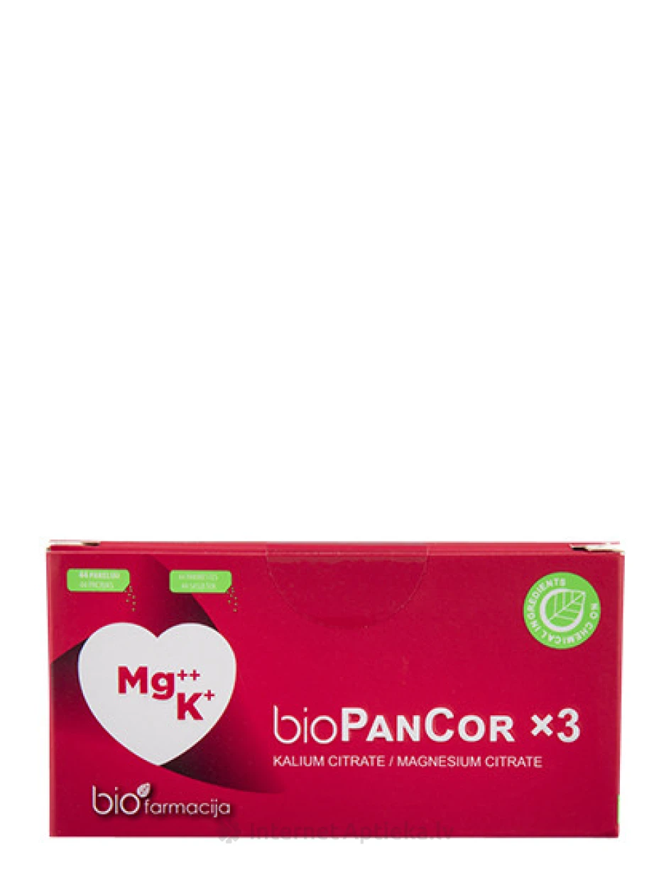 Biofarmacija PanCor x3 kaalium ja magneesium, 44 pakki | internetaptieka.lv