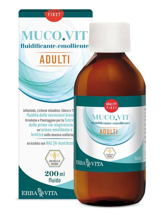 ERBA VITA Mucovit Fluido Adulti sīrups, 200 ml