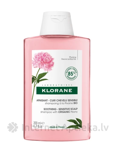 KLORANE шампунь с экстрактом пиона для раздраженной кожи головы, 200 мл | internetaptieka.lv
